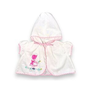 H1 Vtg Baby Girl Jacket Cover Up Pink Gingham Emboardiary Flower White